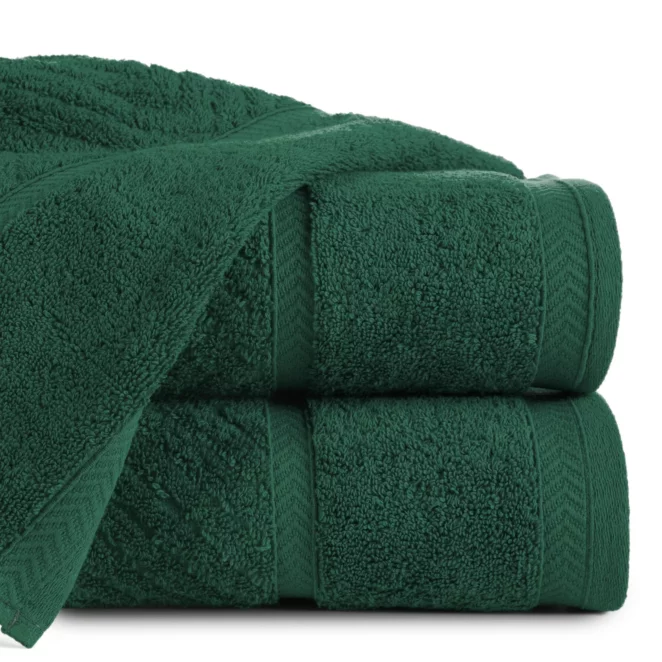 Ręcznik kąpielowy 50x90 cm bawełniany kolor butelkowy zielony ze wzorem zygzaka 500 g/m2 KALIA Reina Line
