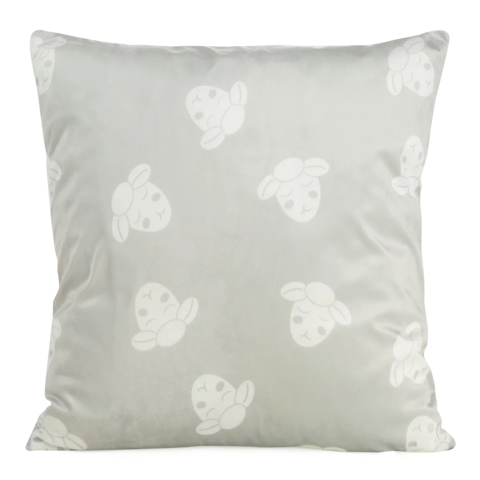 Poszewka na poduszkę 45x45 cm welwetowa, popielato biała z motywem baranków KIDS DESIGN 91