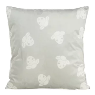 Poszewka na poduszkę 45x45 cm welwetowa, popielato biała z motywem baranków KIDS DESIGN 91