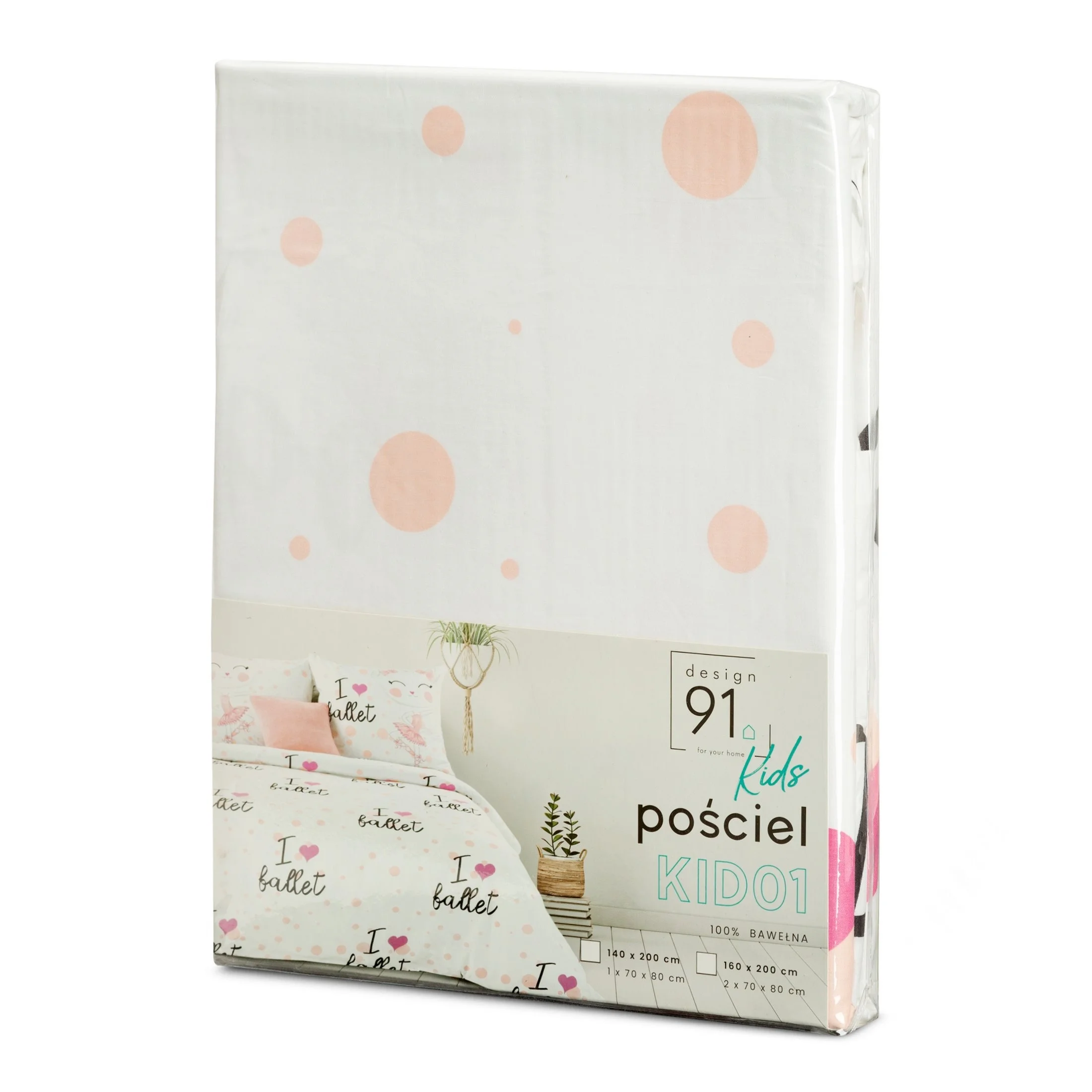 Pościel dziecięca 160x200 cm bawełniana kolor biały, jasnoróżowy KIDS Design 91