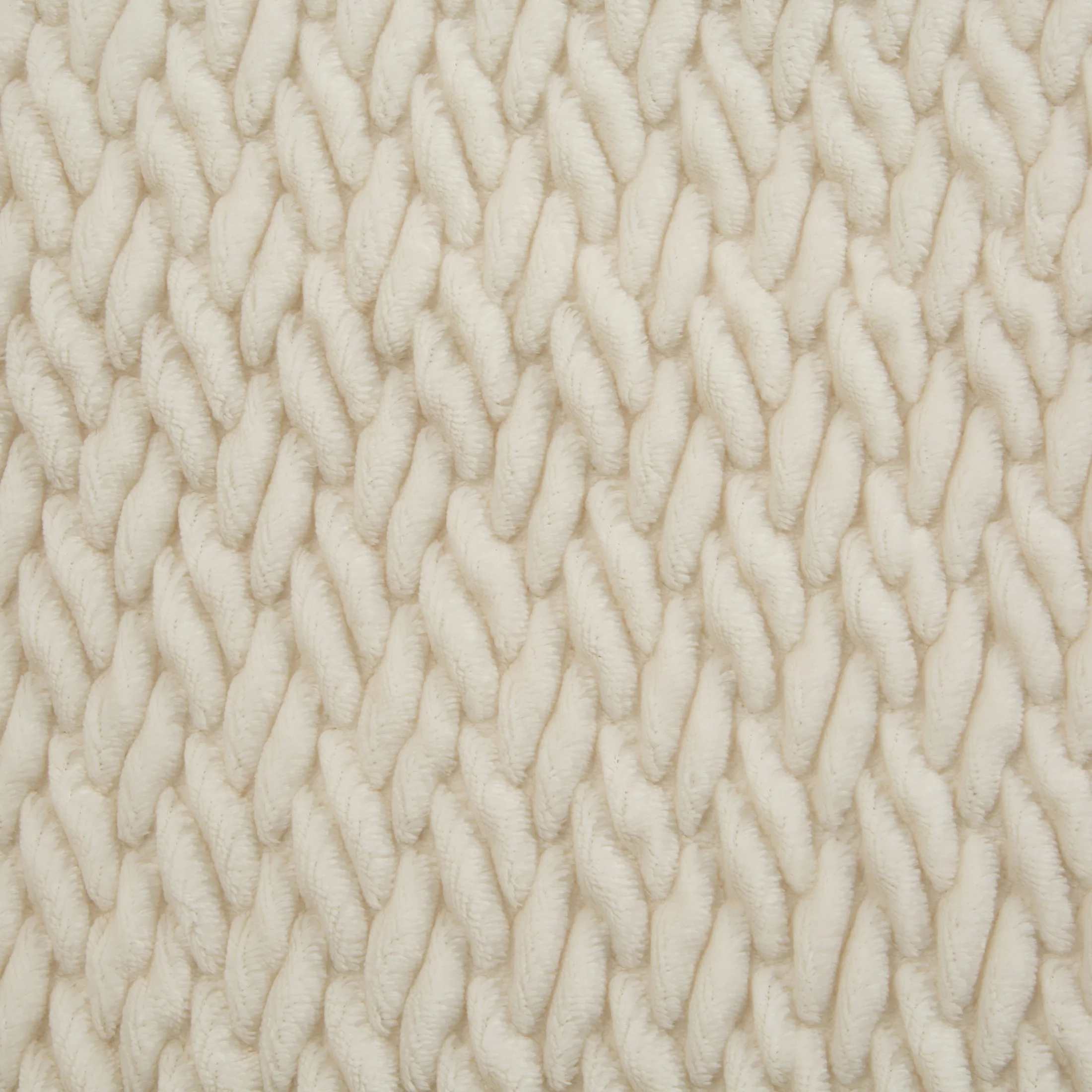 Koc 130x160 cm kremowy z widocznym plecionym splotem KAYLA
