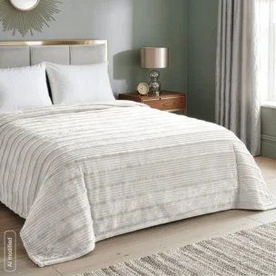 Koc 200x220 cm biały, typu flano z wzorem 3D NINA