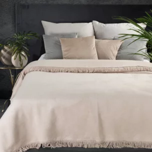 Koc akrylowy 150x200 cm beżowy miękki w dotyku koc akrylowy z frędzlami AKRYL 7 Eurofirany Premium