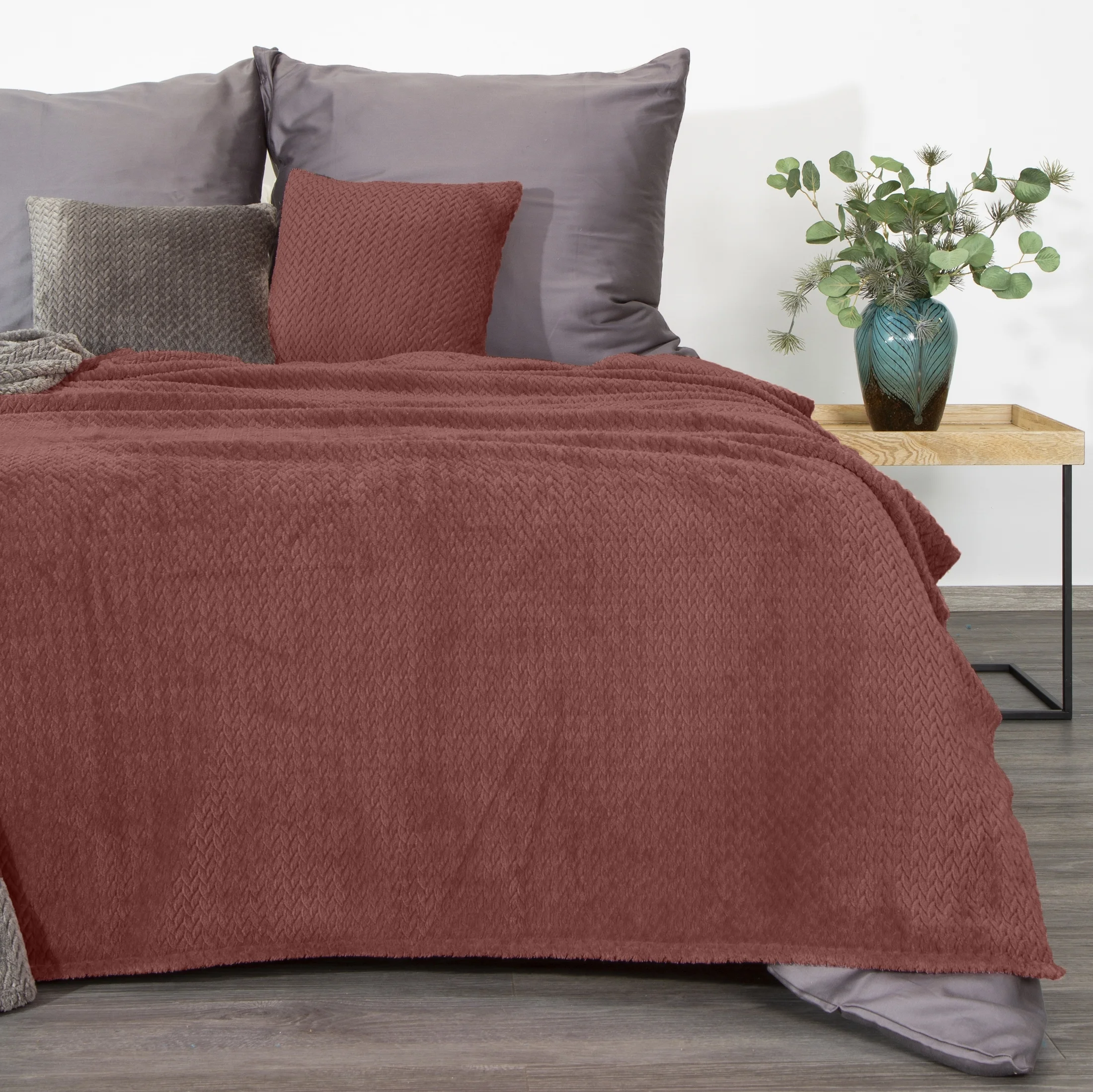 Koc 150x200 cm różowy miękki w dotyku z wytłaczanym wzorem CINDY 3 Design 91