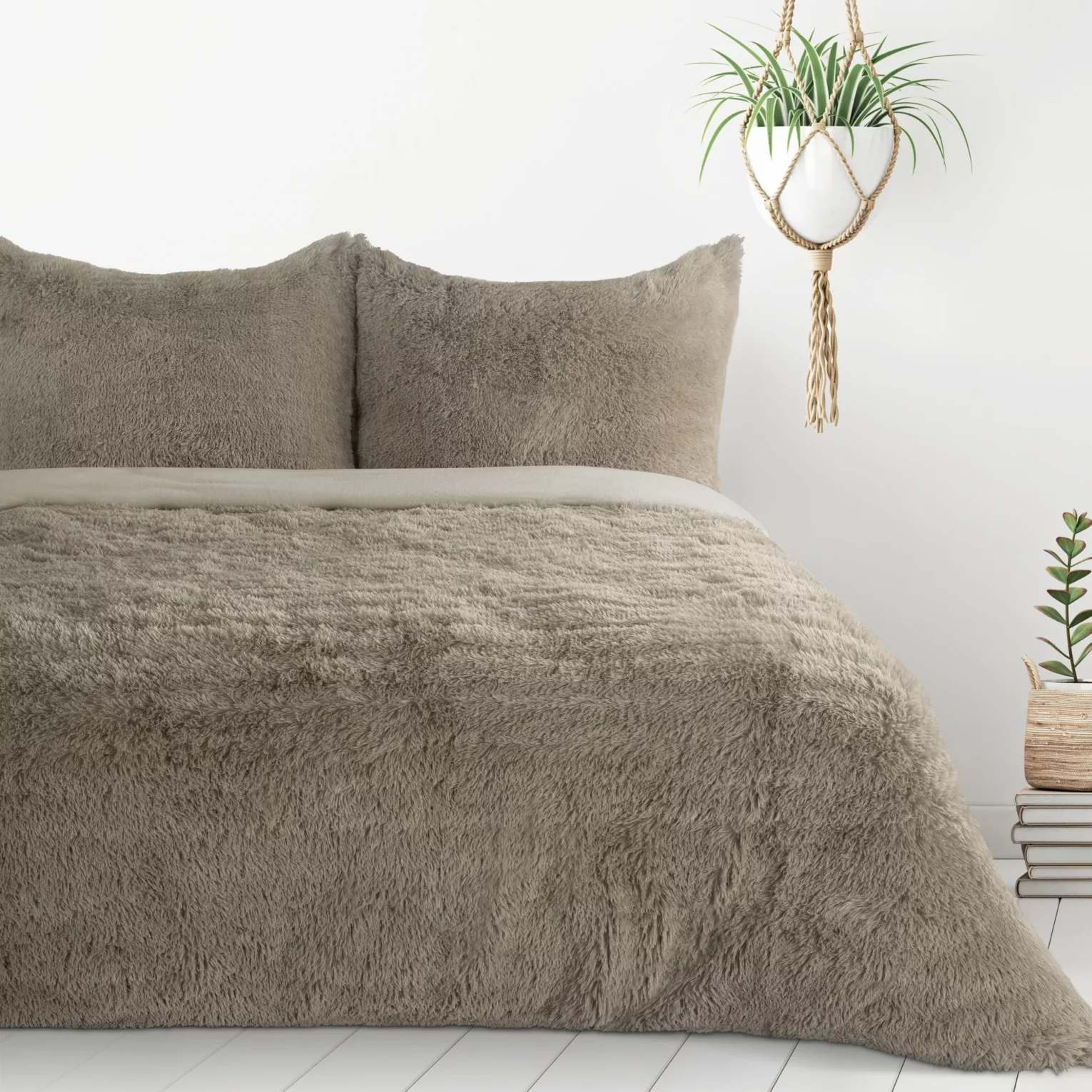 Pościel 220x200 cm komplet 3 częściowy z polaru kolor beżowy gładka TIFFANY Design 91