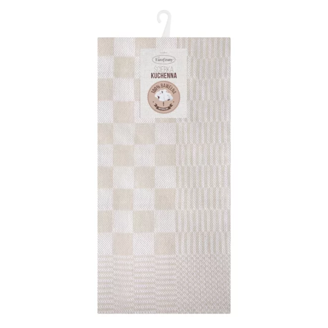 Komplet ściereczek kuchennych 2szt 50x70 cm bawełniany kolor beżowy zdobionych motywem szachownicy 200 g/m2 MAURO