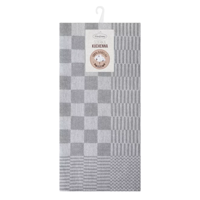 Komplet ściereczek kuchennych 2szt 50x70 cm bawełniany kolor srebrny zdobionych motywem szachownicy 200 g/m2 MAURO