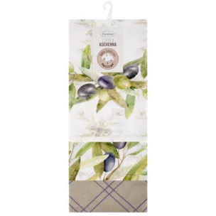 Komplet ściereczek kuchennych 3szt 50x75 cm bawełniany kolor biały,zielony 200 g/m2 OLIVE