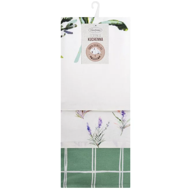 Komplet ściereczek kuchennych 3szt 50x75 cm bawełniany kolor naturalny,zielony 200 g/m2 LAVENDER