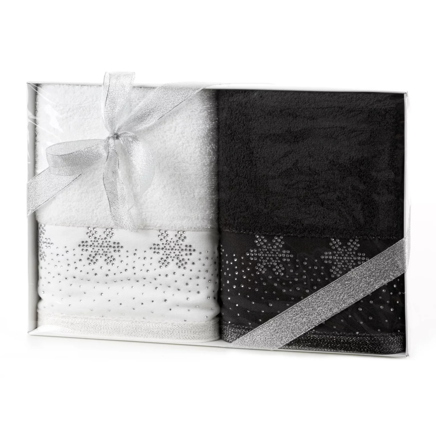 Zestaw ręczników światecznych bawełnianych 2 szt 50x90 cm kolor biały,czarny 420 g/m2 JOY 10