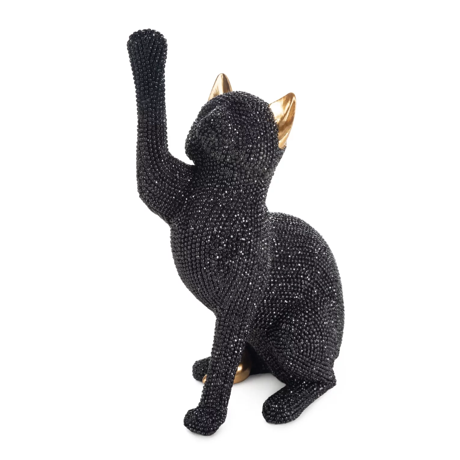 Figurka czarna kot  o drobnym strukturalnym wzorze 8x14x22 cm ELDO 4