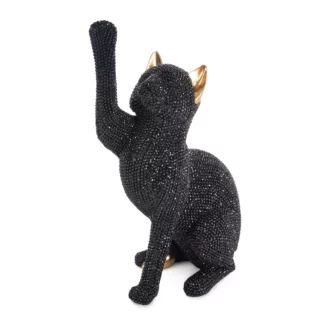 Figurka czarna kot  o drobnym strukturalnym wzorze 8x14x22 cm ELDO 4