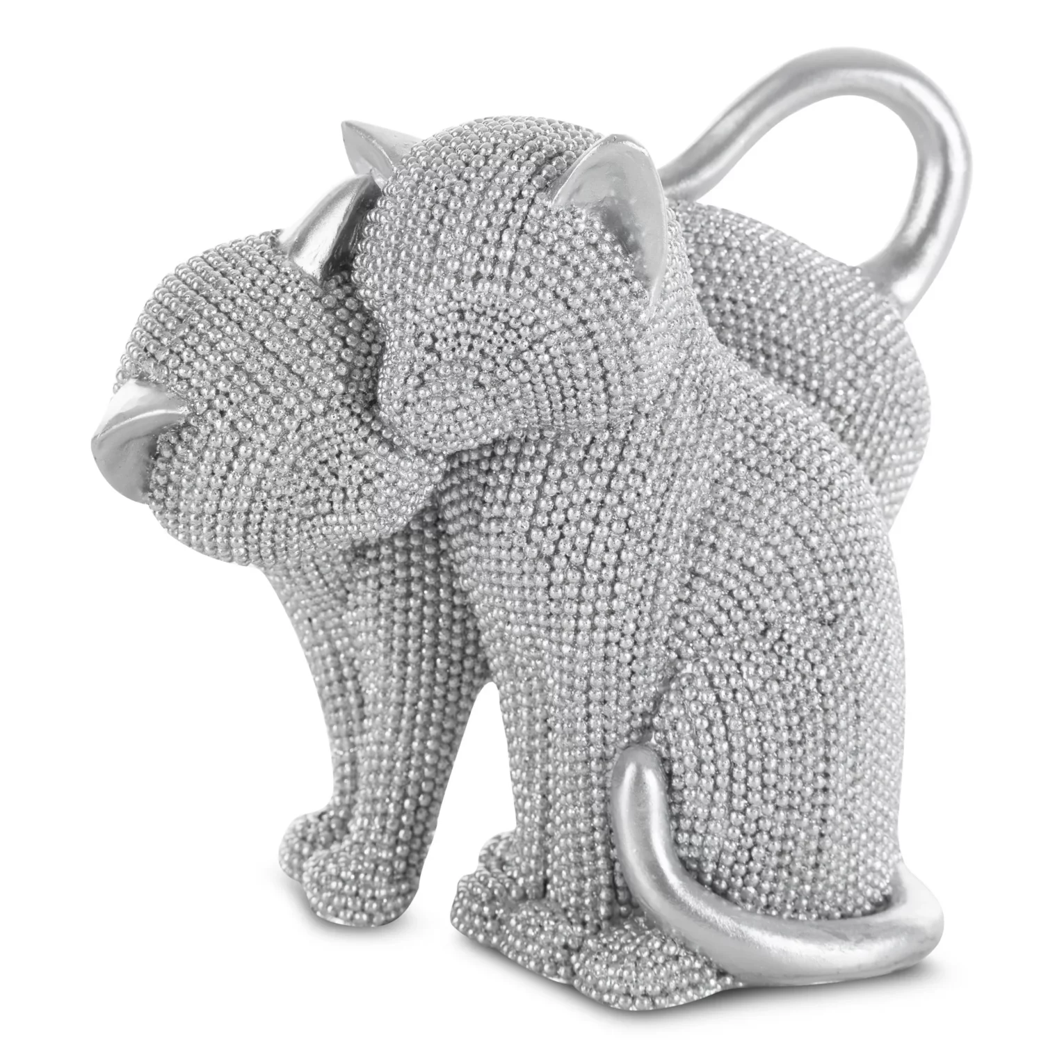 Figurka srebrna kot o drobnym strukturalnym wzorze 16x10x13 cm ELDO