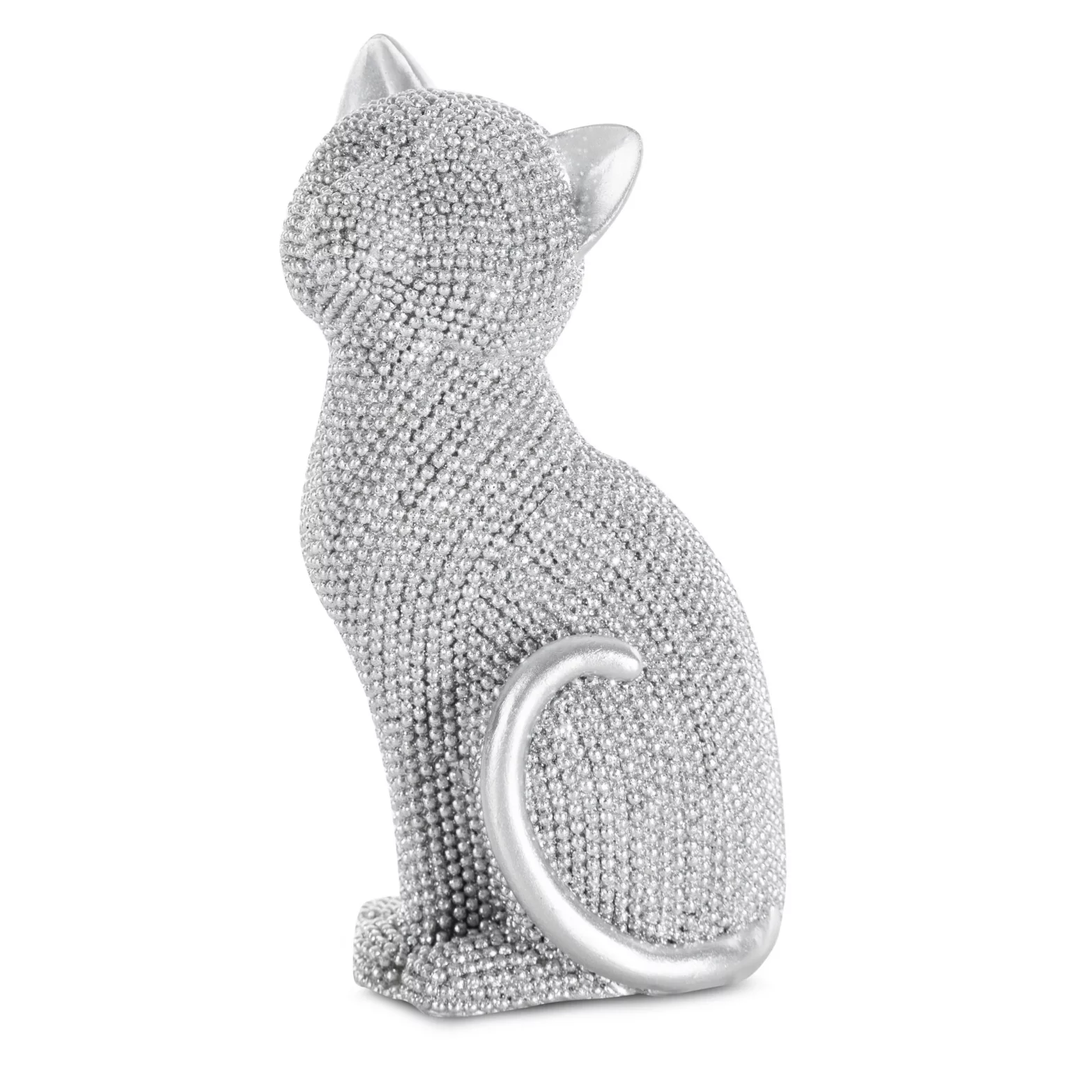 Figurka srebrna kot o drobnym strukturalnym wzorze 7x6x15 cm ELDO