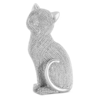 Figurka srebrna kot o drobnym strukturalnym wzorze 7x6x15 cm ELDO