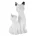 Figurka ceramiczna biało-srebrna kot  15x11x22 cm