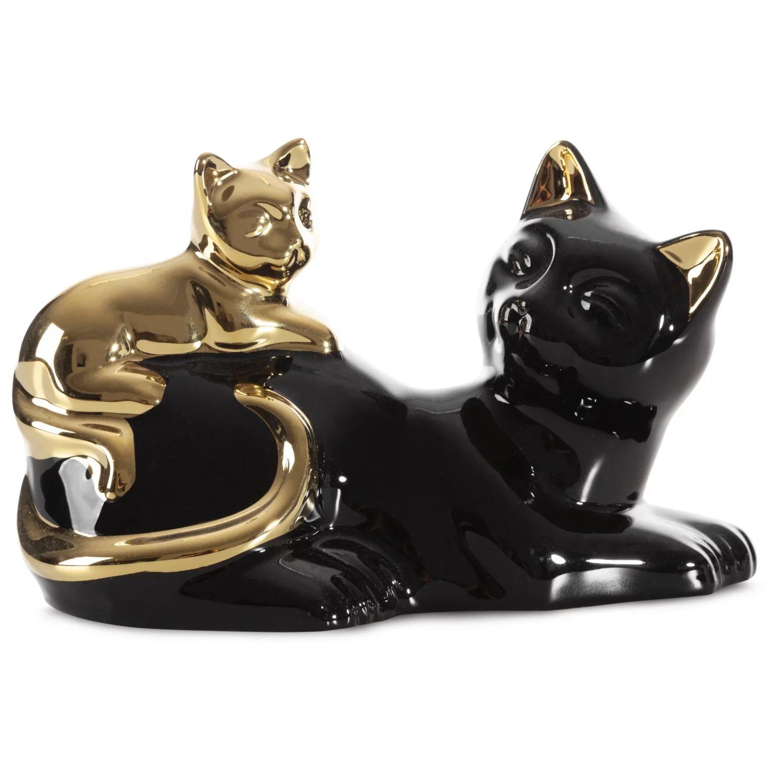 Figurka ceramiczna czarno-złota koty  20x11x12 cm