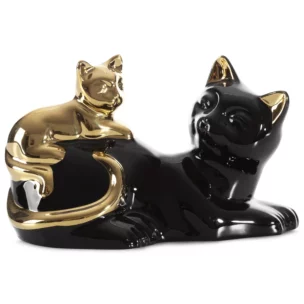 Figurka ceramiczna czarno-złota koty 20x11x12 cm
