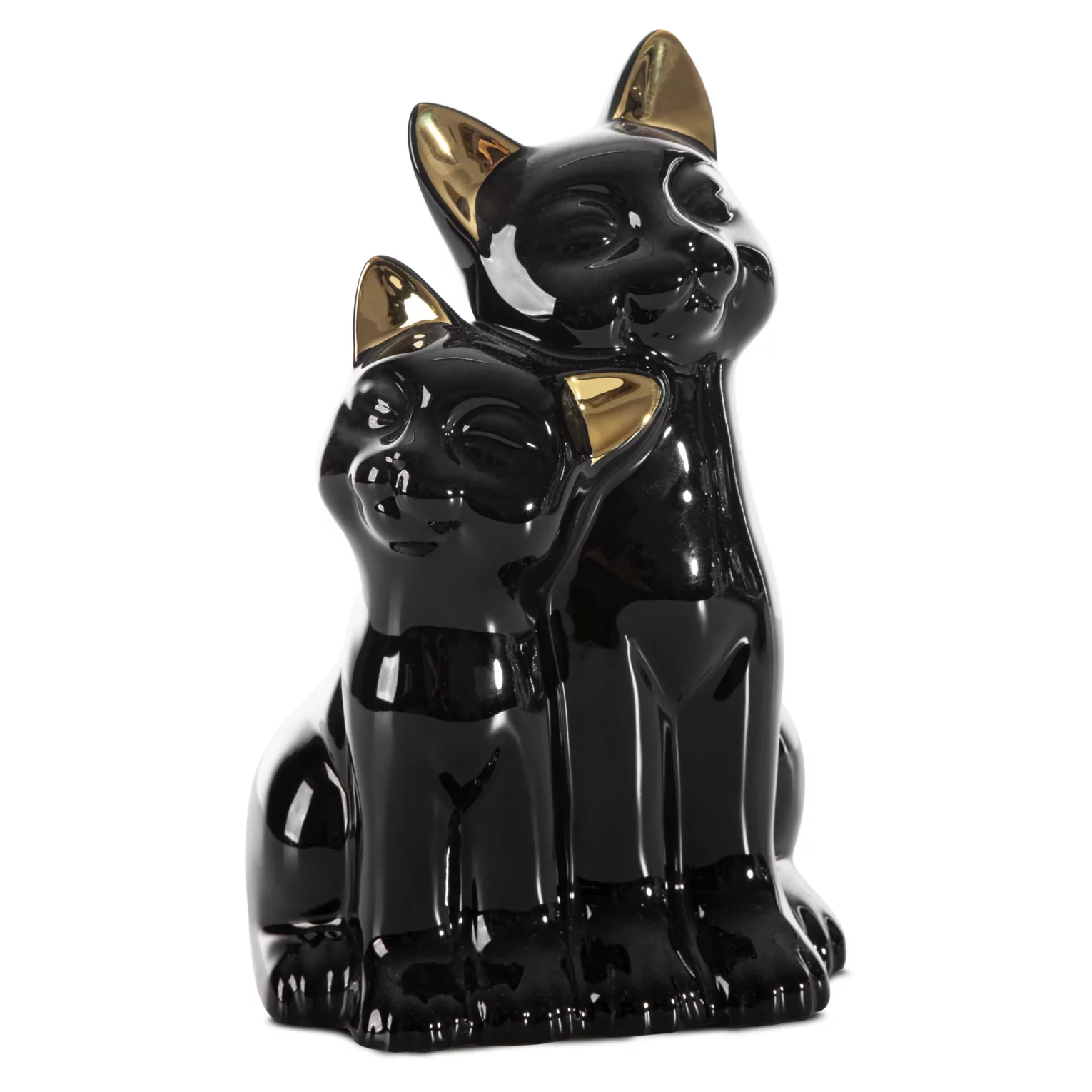Figurka ceramiczna czarno-złota koty 14x12x22 cm