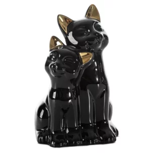 Figurka ceramiczna czarno-złota koty 14x12x22 cm