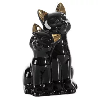 Figurka ceramiczna czarno-złota koty 14x12x22 cm