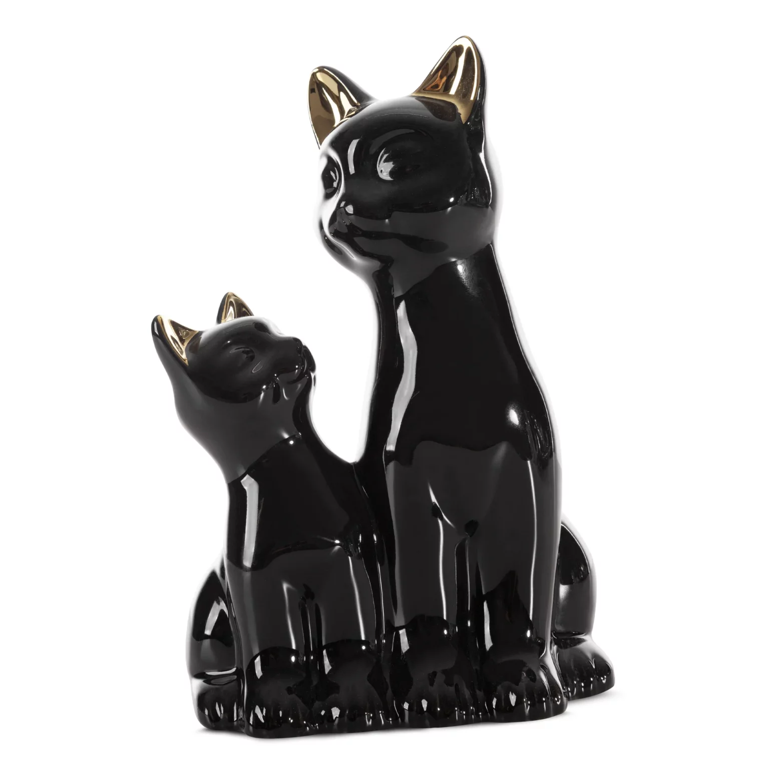 Figurka ceramiczna czarno-złota koty 15x11x22 cm
