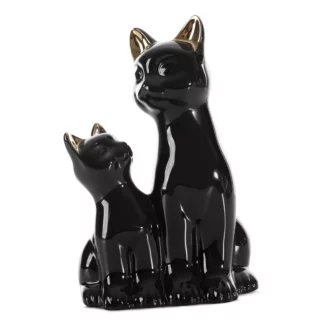 Figurka ceramiczna czarno-złota koty 15x11x22 cm