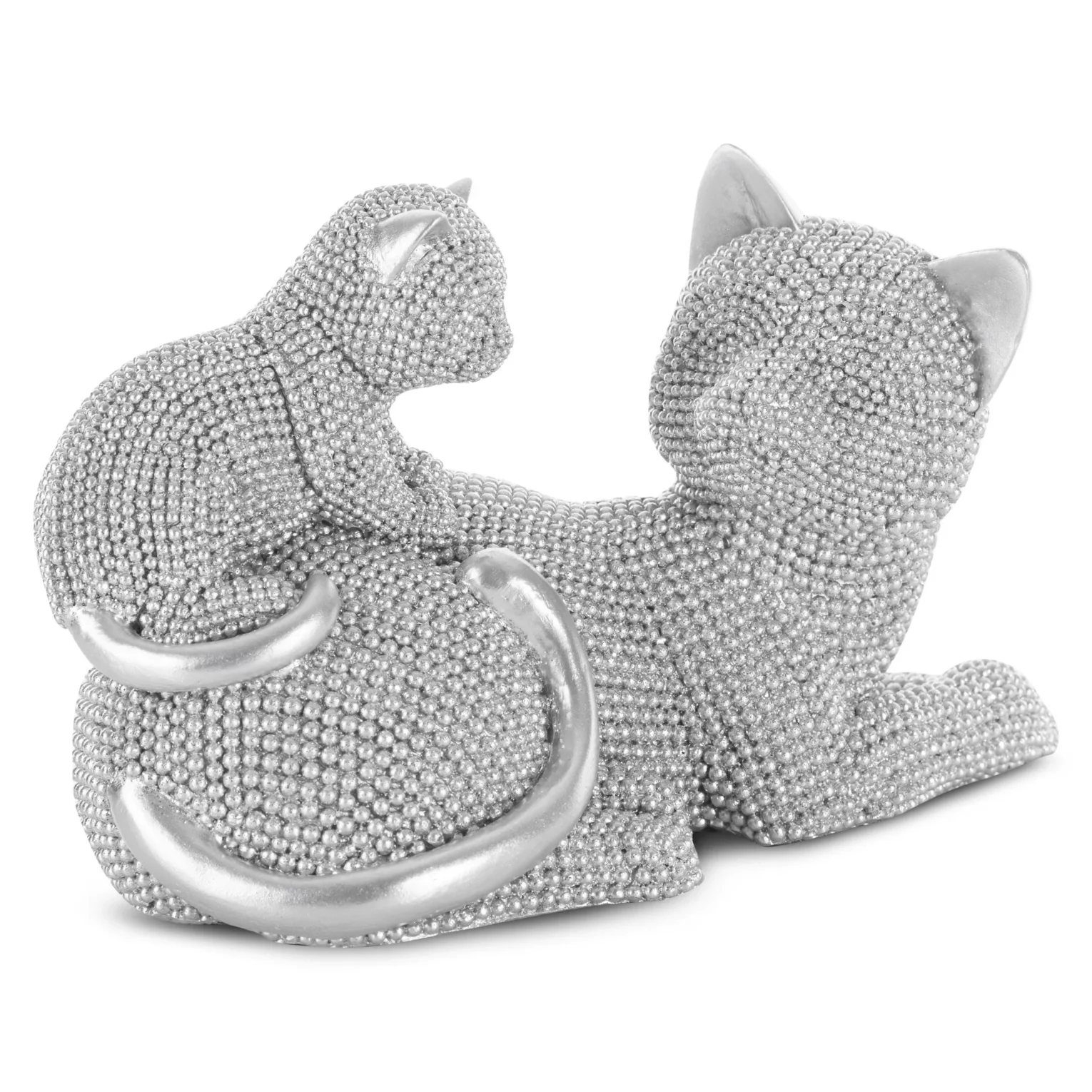 Figurka srebrna koty o drobnym strukturalnym wzorze 19x9x12 cm ELDO