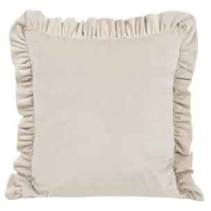 Poszewka na poduszkę 45x45 cm welwetowa, kremowa zdobiona na brzegach falbanami VELVET 25 Eurofirany Premium