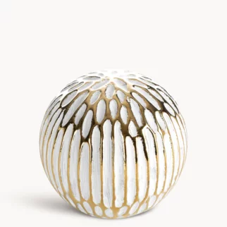 Kula ceramiczna biało, złota o ozdobnej fakturze 9x9 cm ANDREA