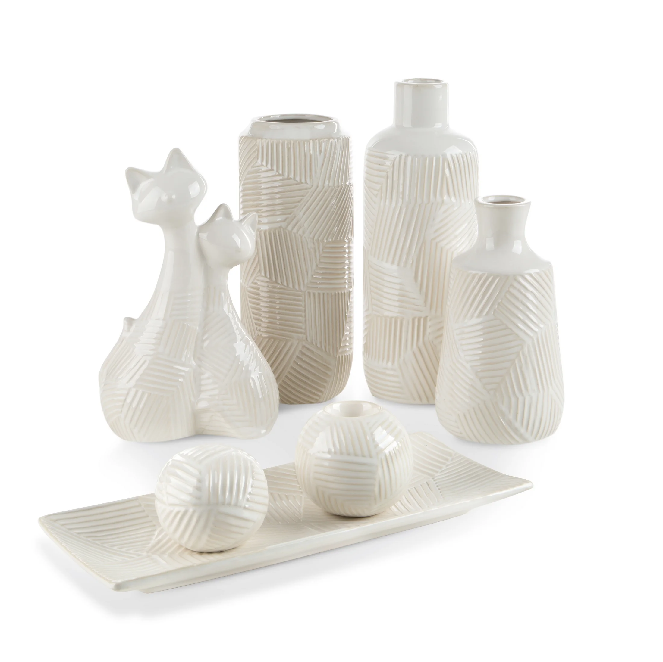 Kula ceramiczna kremowa z wytłaczanym wzorem średnica 9x10 cm ROMINA - kolekcja SEA SUMMER