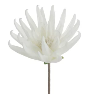 Kwiat sztuczny chryzantema biała z plastycznej pianki foamiran 62 cm