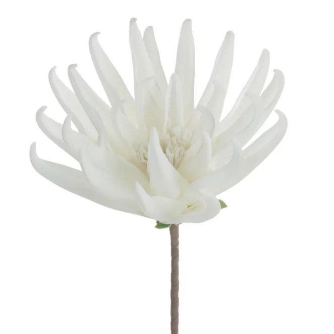 Kwiat sztuczny chryzantema biała z plastycznej pianki foamiran 62 cm