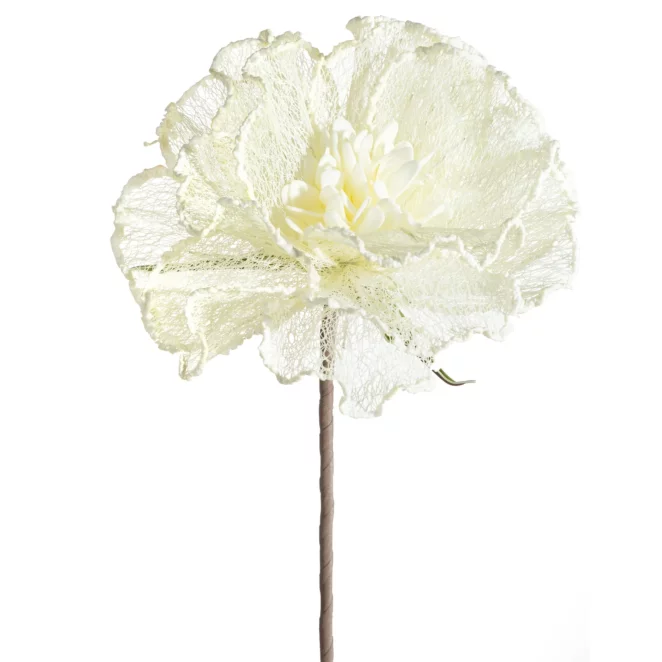 Kwiat sztuczny kremowy z siateczki 85 cm