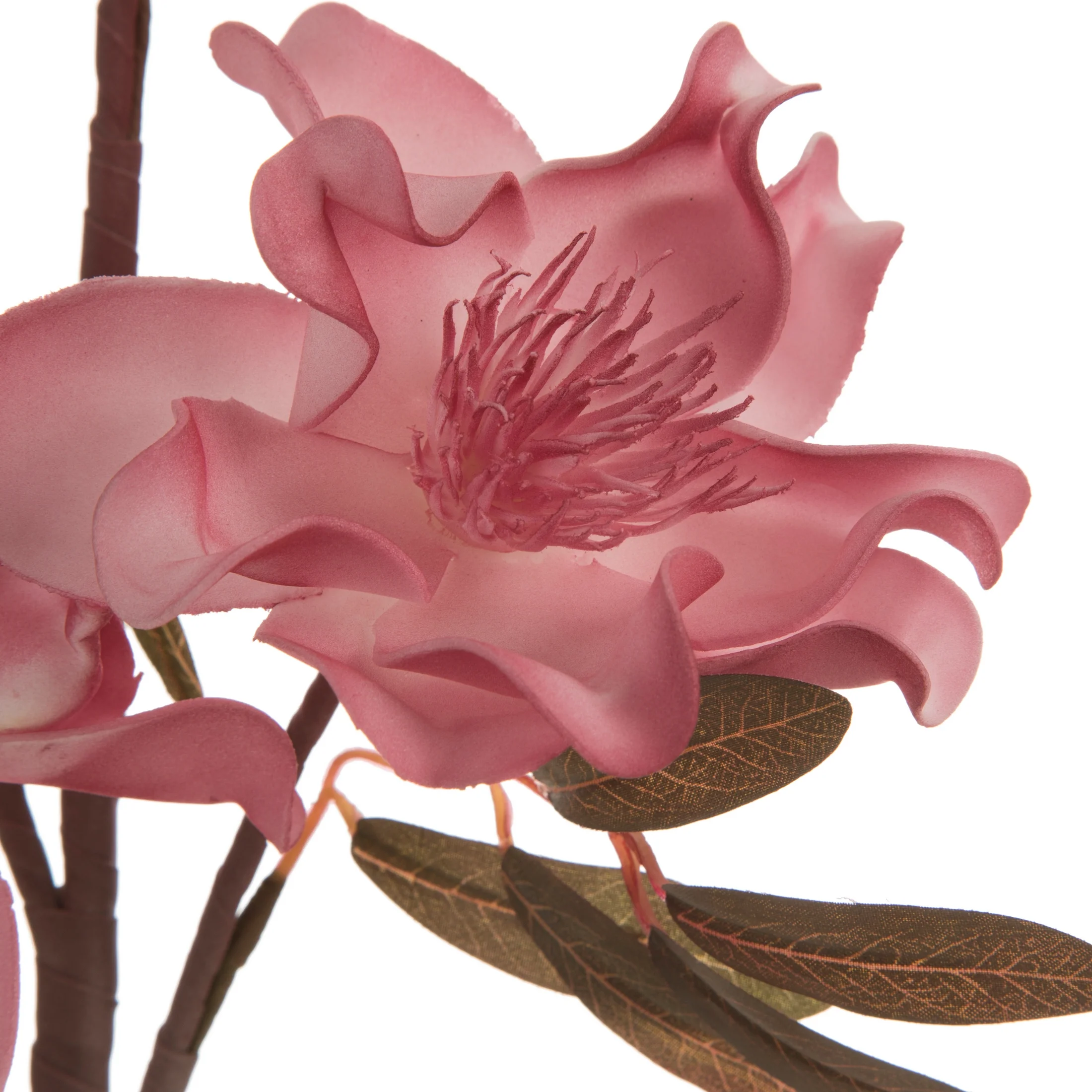 Kwiat sztuczny magnolii ciemnoróżowy z plastycznej pianki foamiran 89 cm