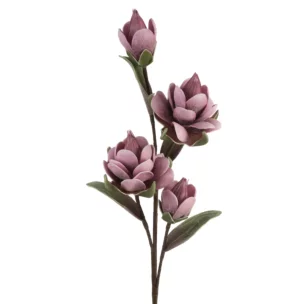 Kwiat sztuczny magnolii fioletowy z plastycznej pianki foamirian 91 cm