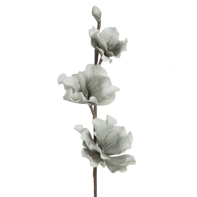 Kwiat sztuczny srebrno, biały z plastycznej pianki foamiran 74 cm