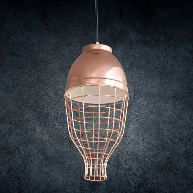 Lampa wisząca do pokoju miedziana  w stylu industrialnym z metalu 20x21 cm LUCY