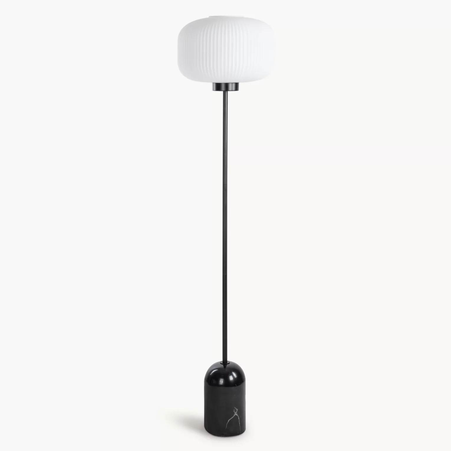 Lampa stojąca do pokoju czarno, biała o marmurkowej podstawie 36 x 155 cm LYLA
