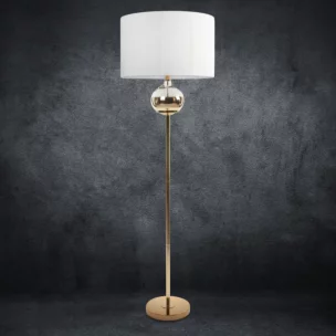 Lampa stojąca do salonu biała  z matowym abażurem 50 x 159 cm CAROLINE