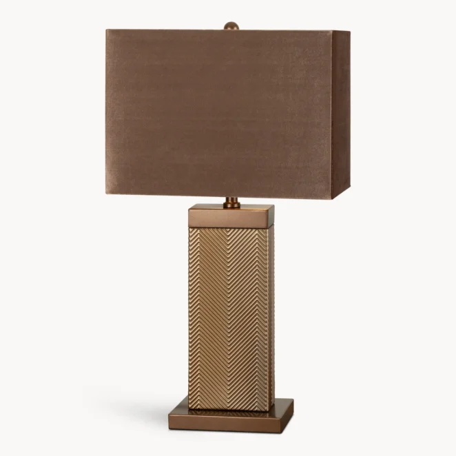 Lampa stołowa brązowa ze szklaną podstawą o dekoracyjnej ryflowanej strukturze 36x65 cm LIANA