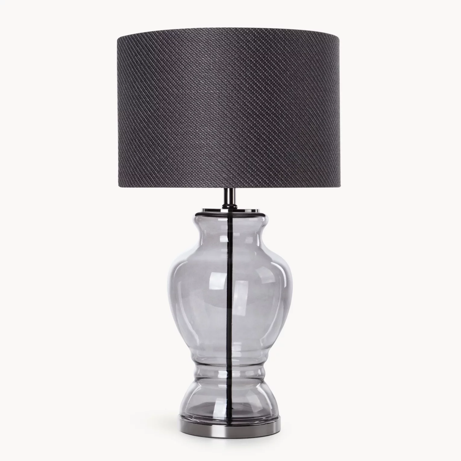 Lampa stołowa czarna z podstawą z dymionego szkła 38 x 70 cm