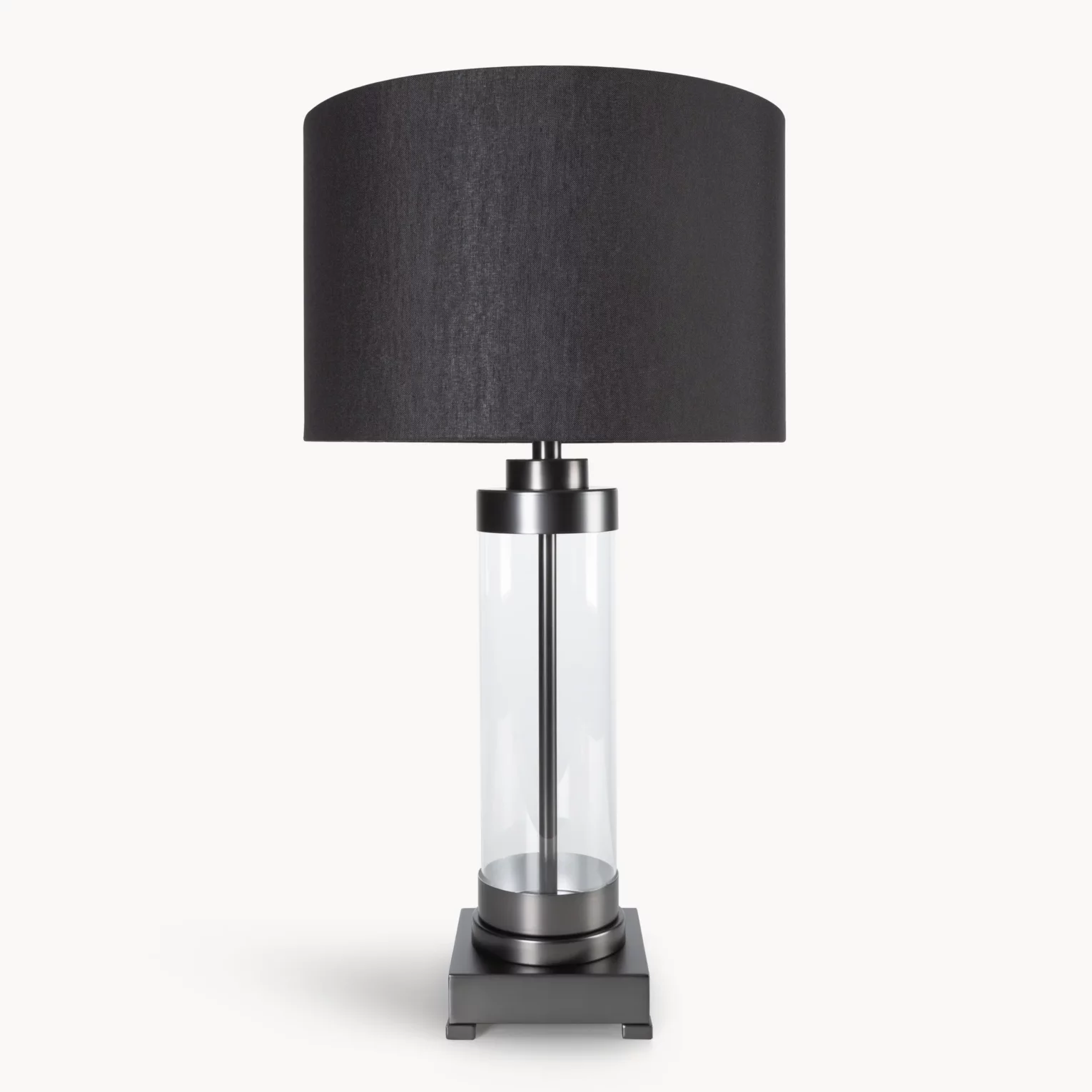Lampa stołowa do pokoju czarna o prostej szklanej podstawie 40 x 74 cm CLARA