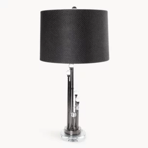 Lampa stołowa do pokoju grafitowa zdobiona kryształkami 38 x 75 cm ISLA