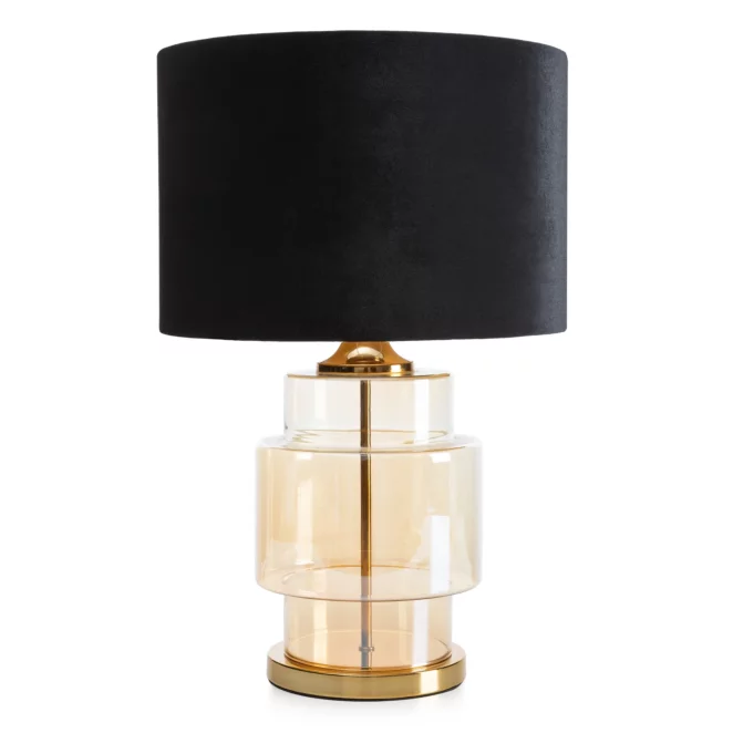 Lampa stołowa do pokoju czarna z transparentnego szkła z błyszczącym welwetowym abażurem 46 x 75 cm IAN