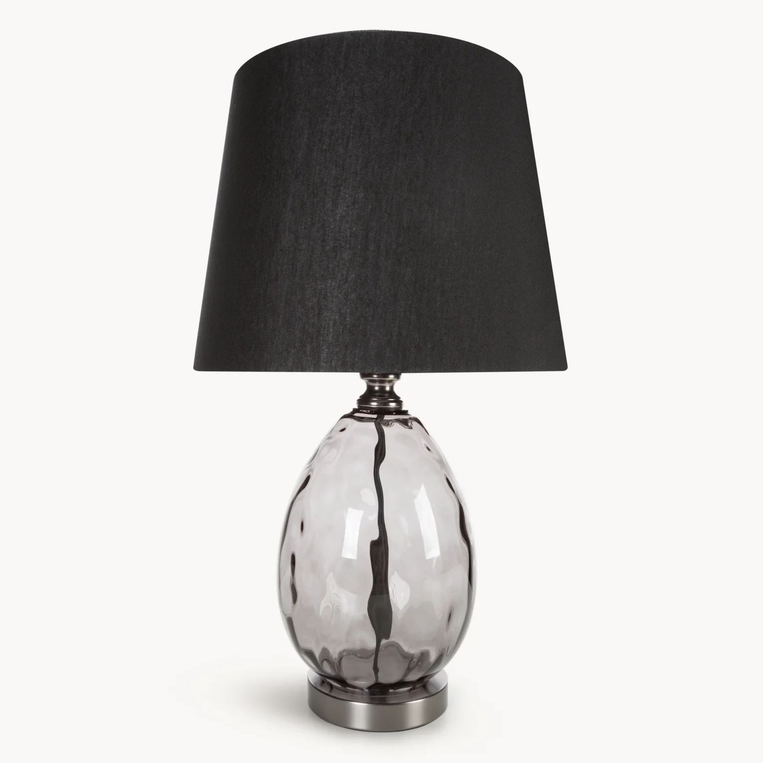 Lampa stołowa nocna czarna z podstawą z dymionego szkła 30 x 59 cm MAYA