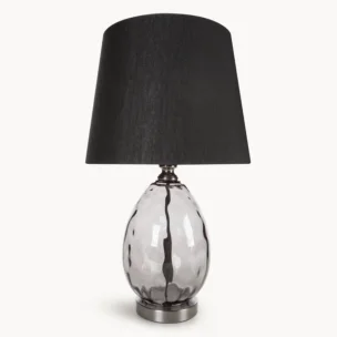 Lampa stołowa nocna czarna z podstawą z dymionego szkła 30 x 59 cm MAYA