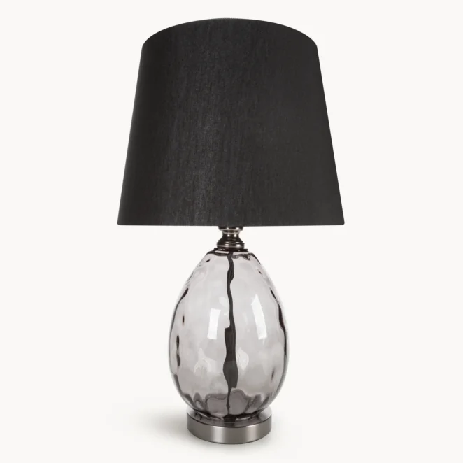 Lampa stołowa nocna czarna z podstawą z dymionego szkła 30 x 59 cm MAYA