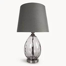 Lampa stołowa nocna grafitowa z podstawą z dymionego szkła 30 x 59 cm MAYA