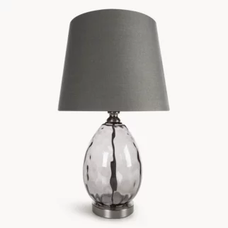 Lampa stołowa nocna grafitowa z podstawą z dymionego szkła 30 x 59 cm MAYA